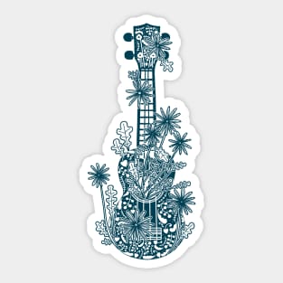 Floral ukulele - dark on light Sticker